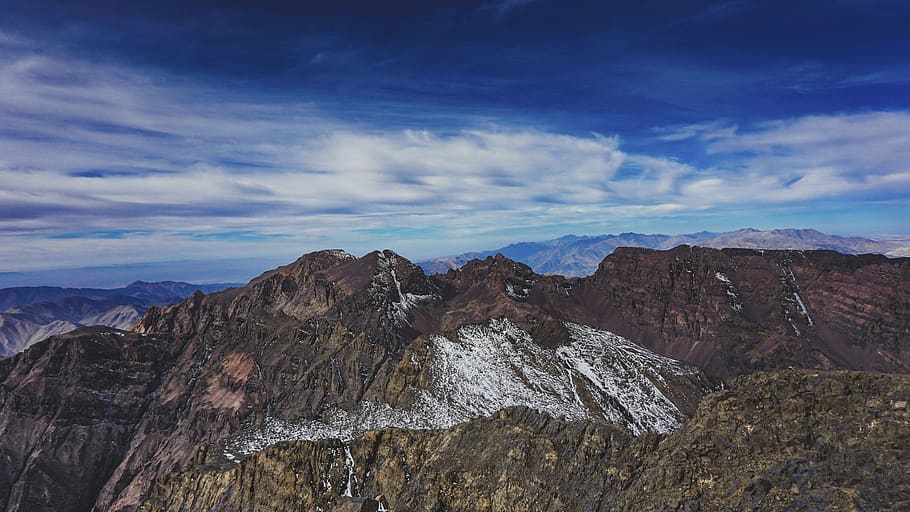mountain, highland, blue, cloud, sky, summit, ridge, landscape HD wallpaper