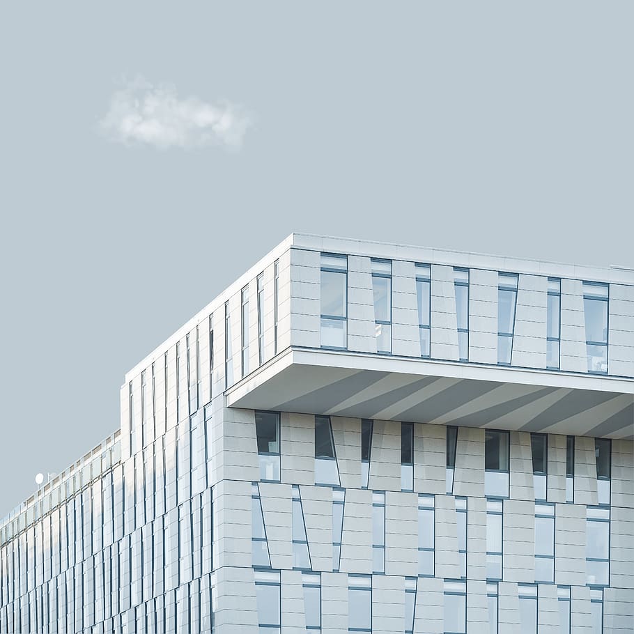 architectural photography of white concrete building, city, office building, HD wallpaper