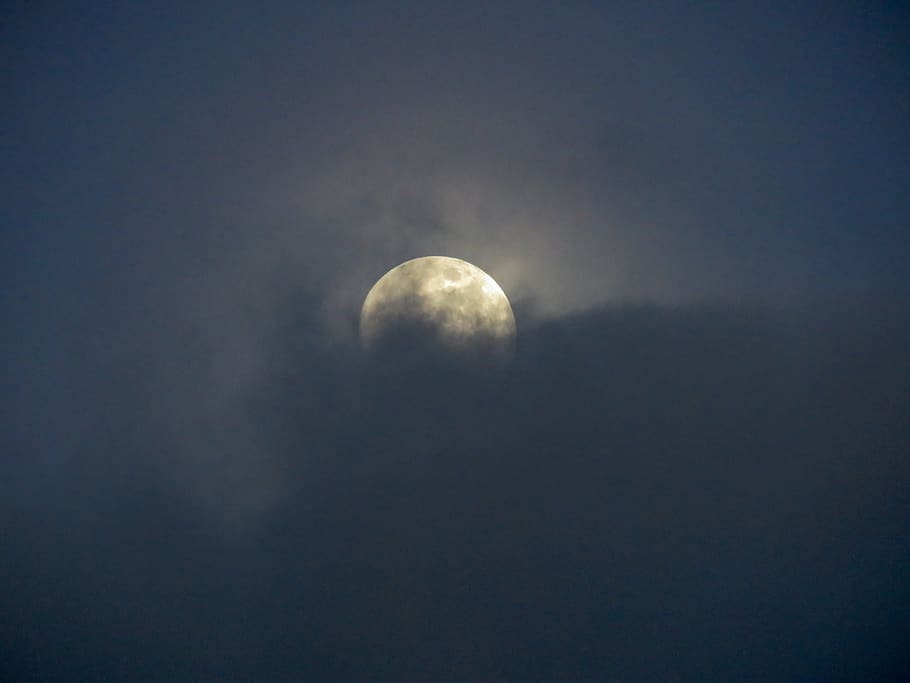 moon, night, sky, clouds, dark, beauty in nature, astronomy HD wallpaper