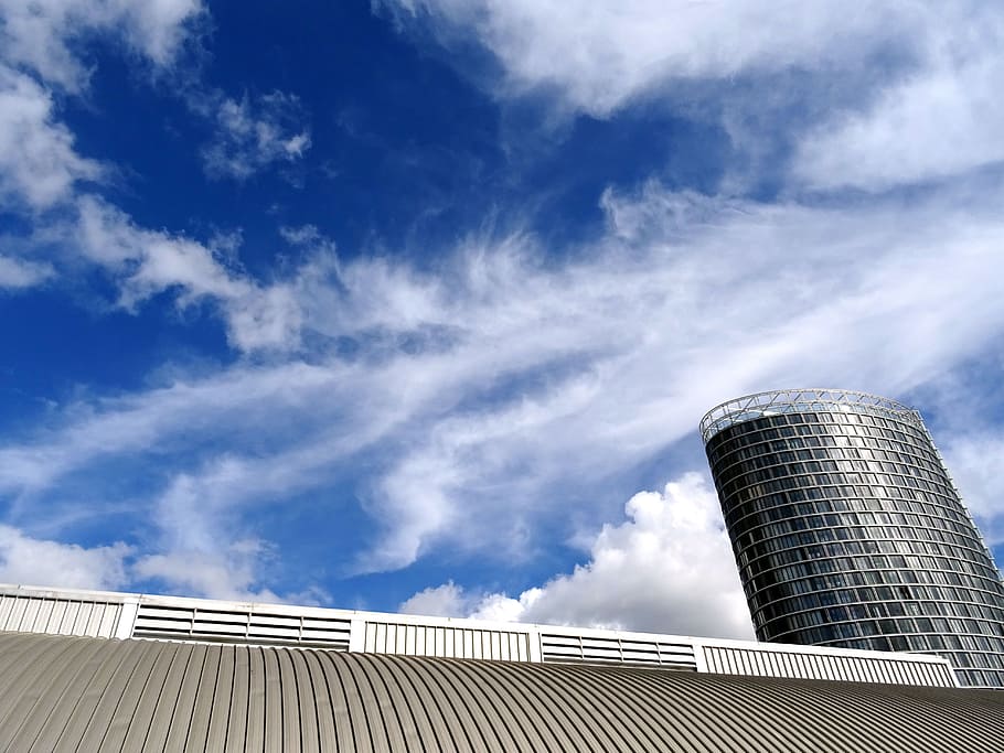 Low Angle Photo of Gray Concrete Building, architectural design HD wallpaper