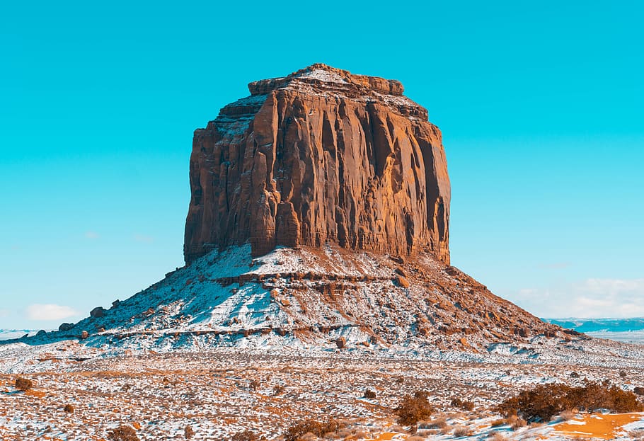 Monument Valley under blue sky, nature, outdoors, mesa, plateau HD wallpaper