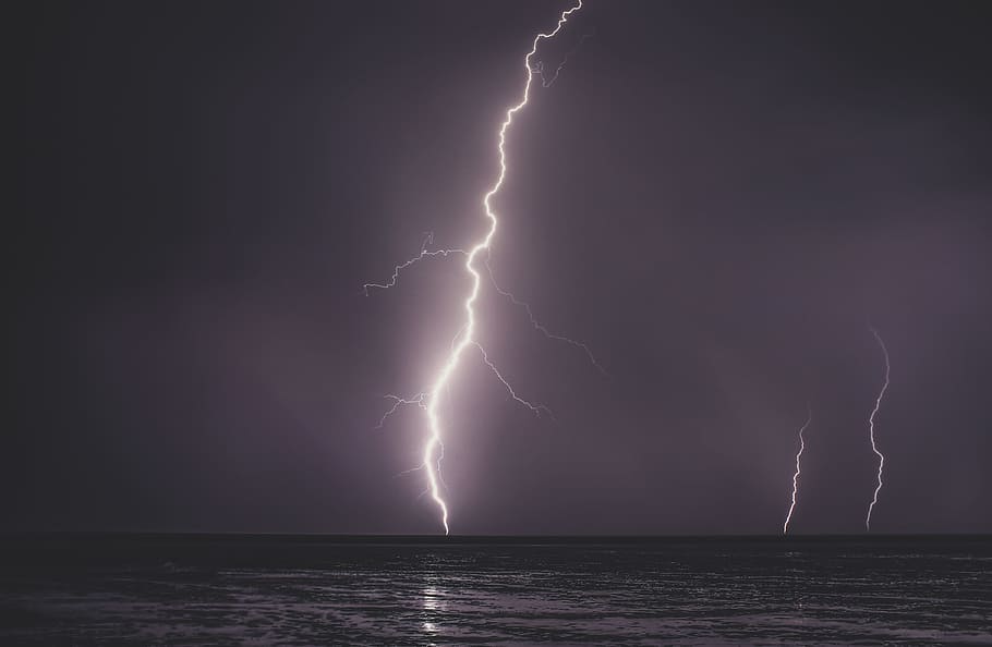 lightning fork striked, voltage, energy, thunder, storm, nature, HD wallpaper