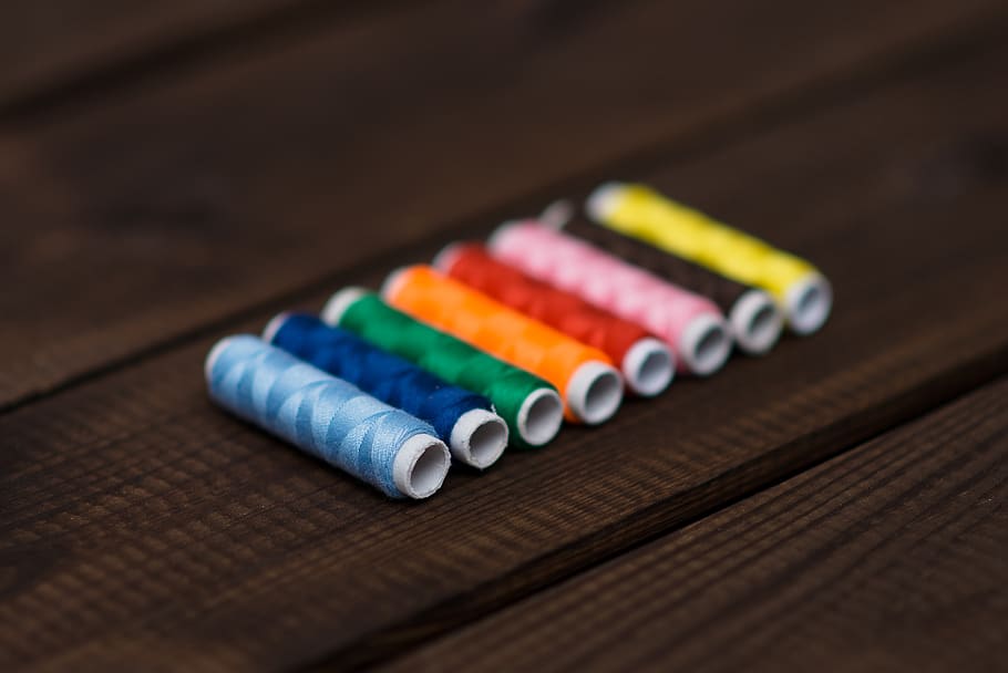 thread, spools, string, sewing, colors, colours, multi colored HD wallpaper
