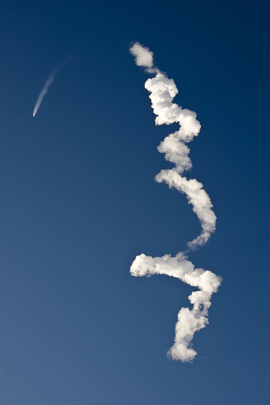 smoke formation in sky, blue, cloud - sky, vapor trail, nature HD wallpaper