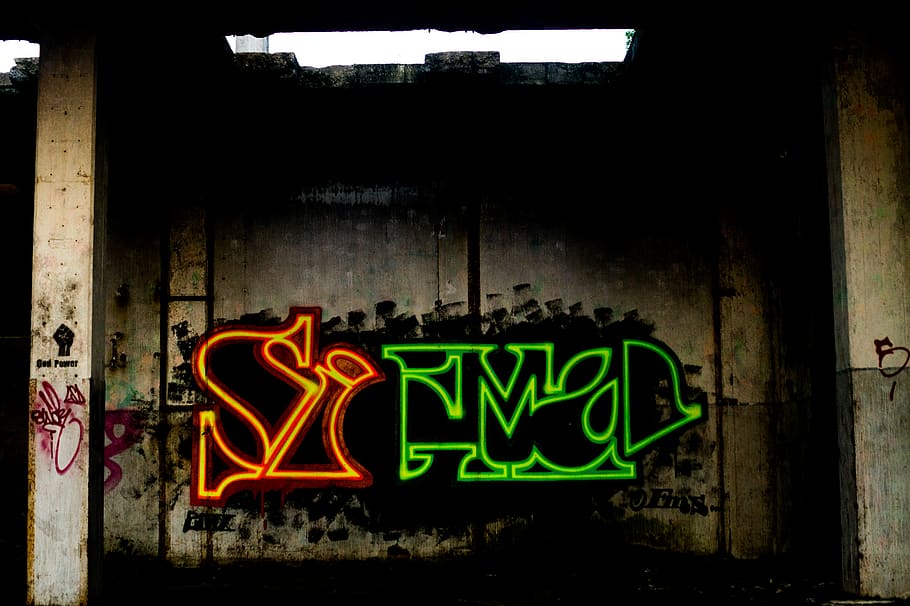 graffiti, art, neon, wall, spray paint, text, illuminated, western script HD wallpaper