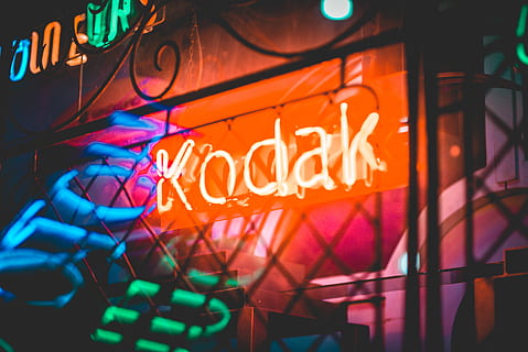 Kodak LED sign, neon, light, lighting, text, love, vintage, night HD wallpaper