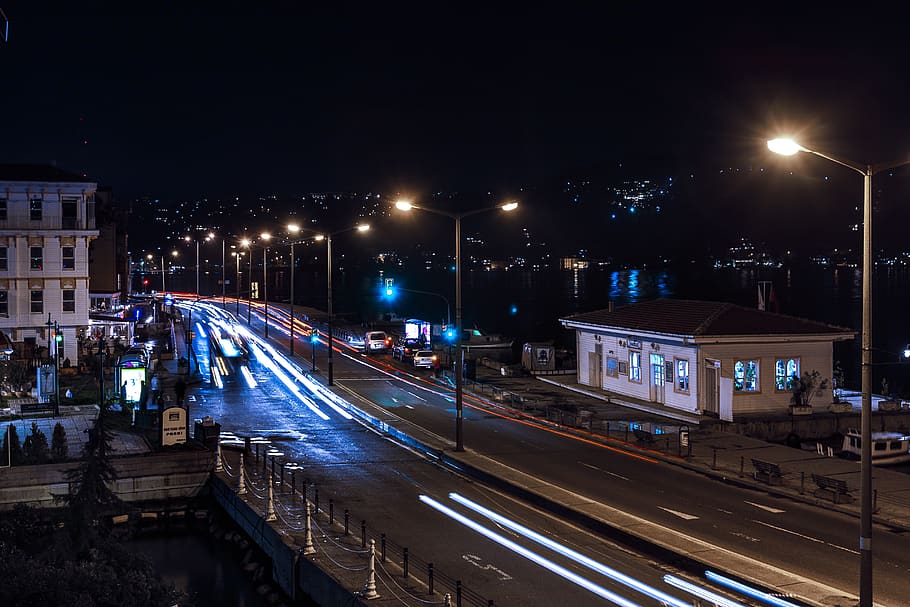 city, traffic, lights, motion, movement, cars, transportation HD wallpaper