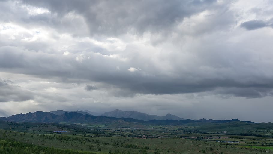 mountain, dark clouds, hdr, color, woods, cloud - sky, scenics - nature HD wallpaper