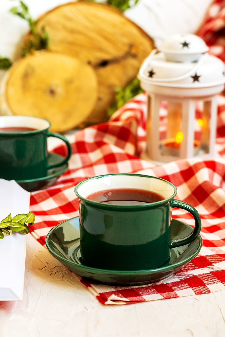 green ceramic mug, food and drink, cup, table, freshness, refreshment HD wallpaper