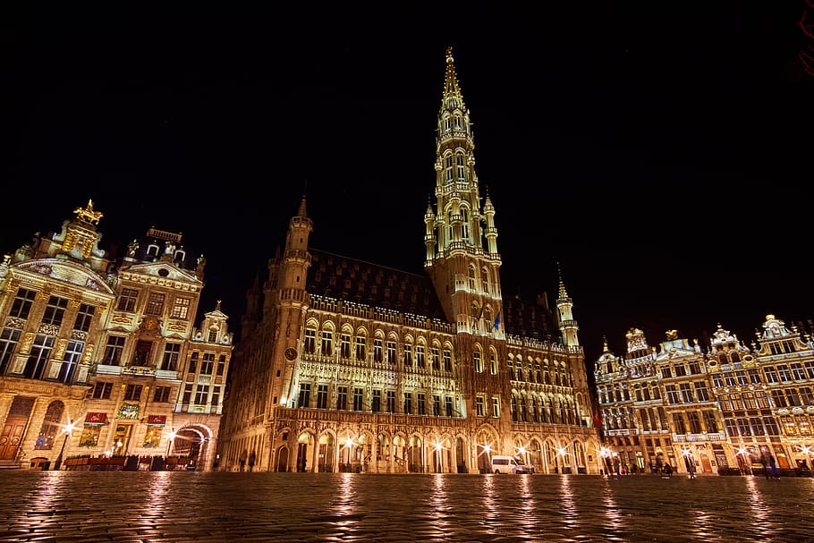 belgium, brussels, grand place, town hall, architecture, building, HD wallpaper
