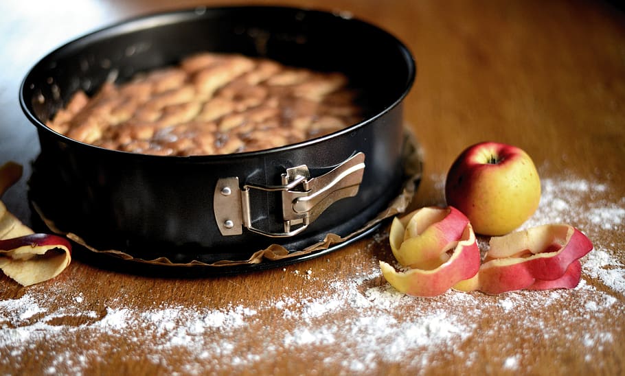 cake, cake mould, springform pan, baking dish, bake, apple HD wallpaper