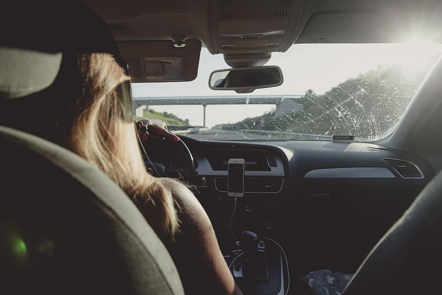 Woman Driving Car On Freeway, dashboard, drive, driver, person HD wallpaper