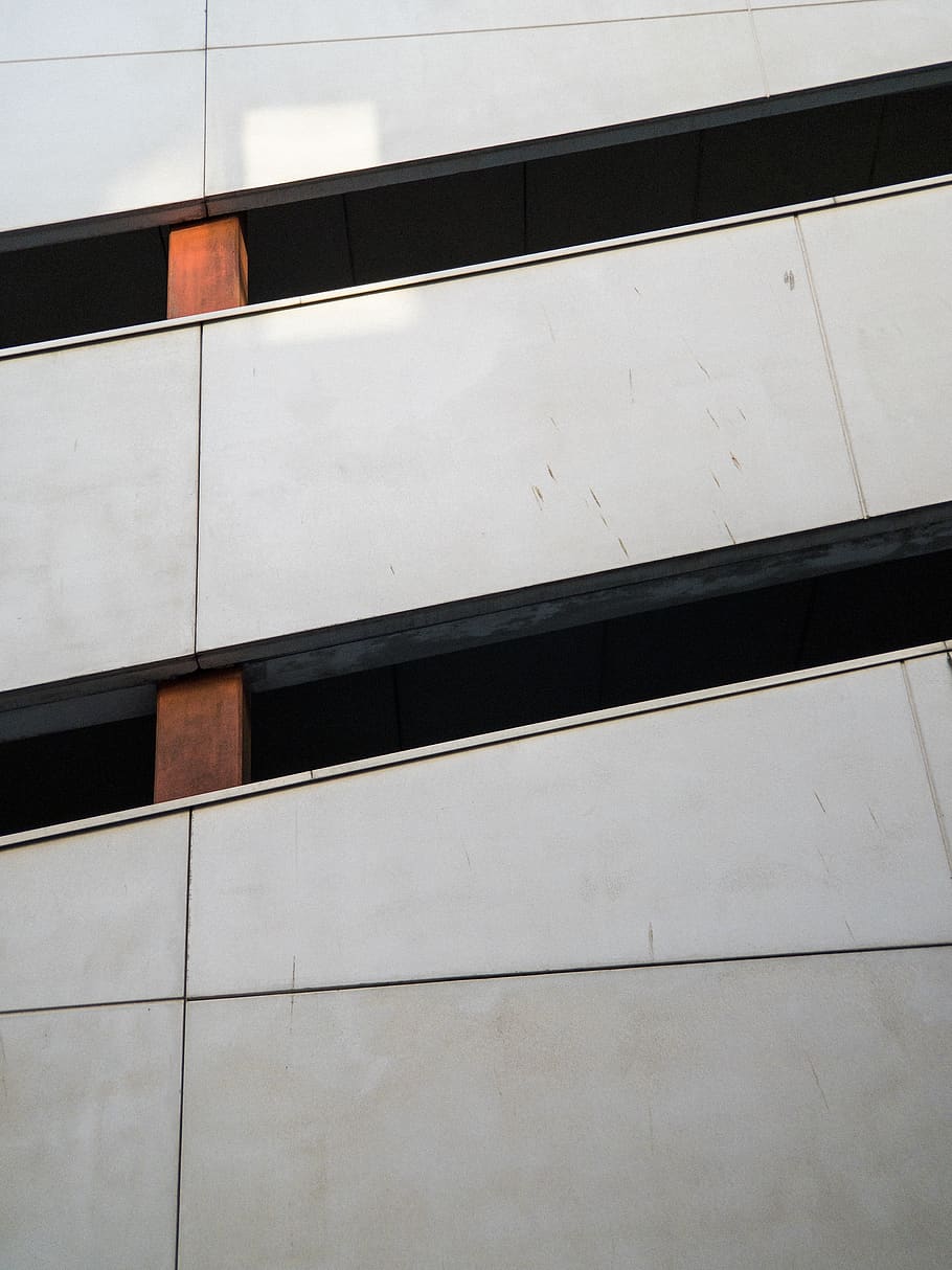 white concrete building, window, architecture, wall, skylight HD wallpaper