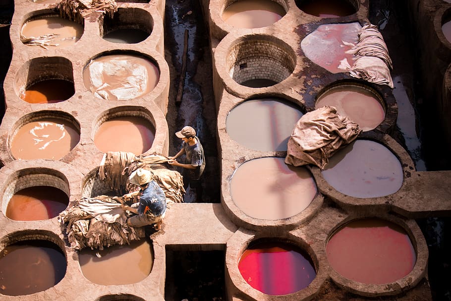 morocco, the tannery, skin, fez, color, colorful, trip, artisans, HD wallpaper