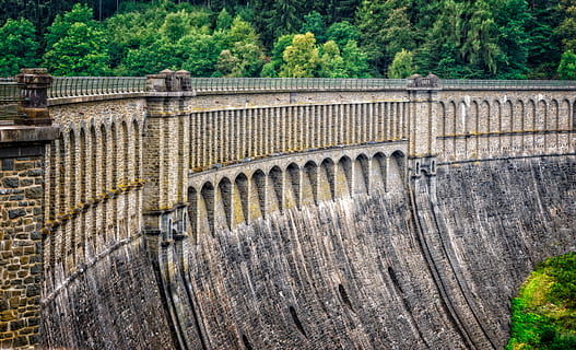 dam, wall, barrier wall, hold back, masonry, historically, ennepetal lock HD wallpaper