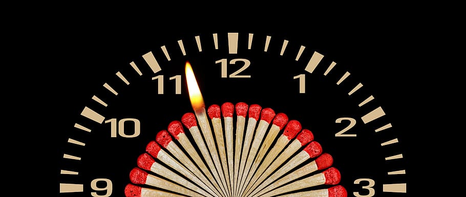 match, clock, flame, conflagration, time, the eleventh hour HD wallpaper