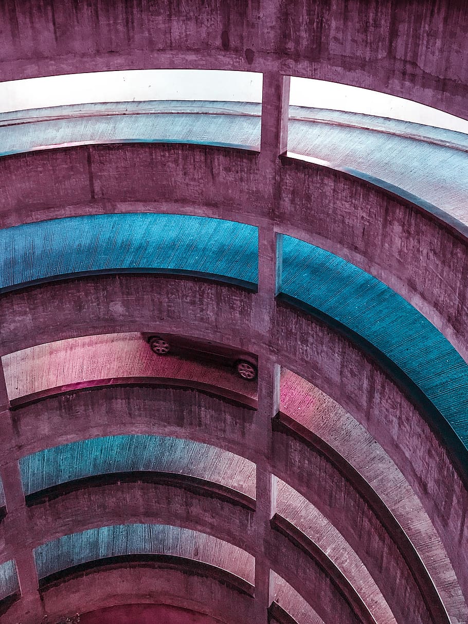 gray concrete spiral road, building, handrail, banister, architecture HD wallpaper
