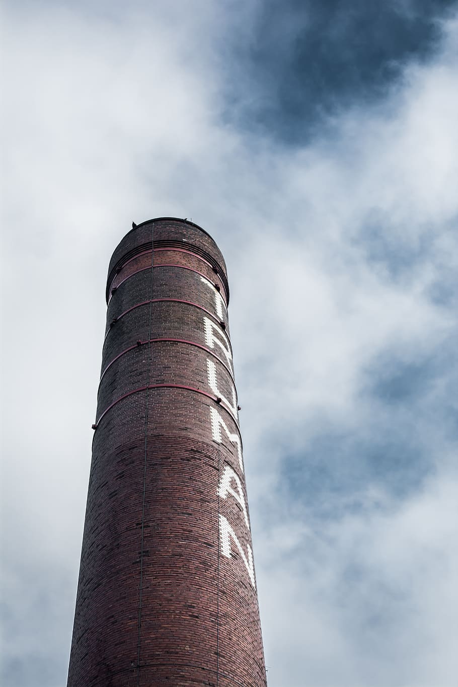 red watchtower, cloud - sky, low angle view, smoke stack, factory HD wallpaper