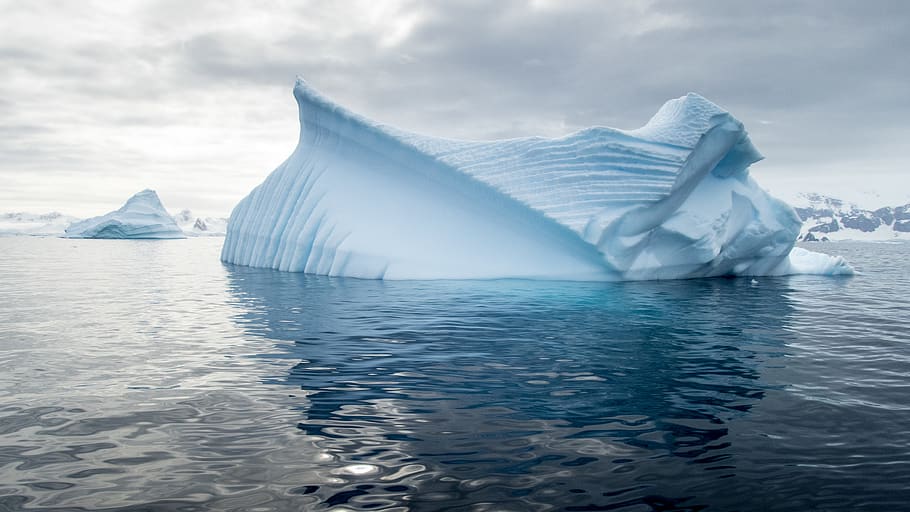 glacier surrounded water, ice, sky, cloud - sky, sea, cold temperature HD wallpaper