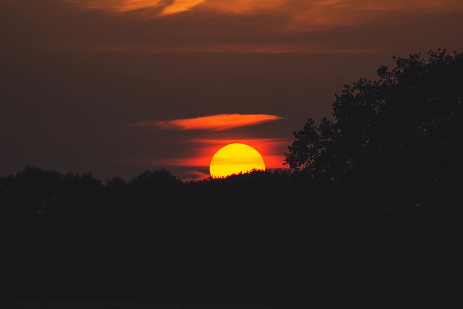 nature, outdoors, sky, sunset, sunlight, red sky, dusk, dawn HD wallpaper