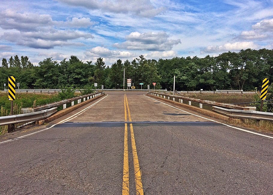 Road by Trees Against Sky, asphalt, clouds, perspective, transportation HD wallpaper