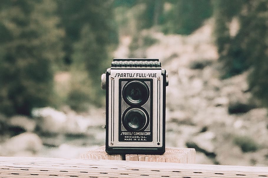 Person Showing Vintage Gray and Black Camera, background, blurred background HD wallpaper