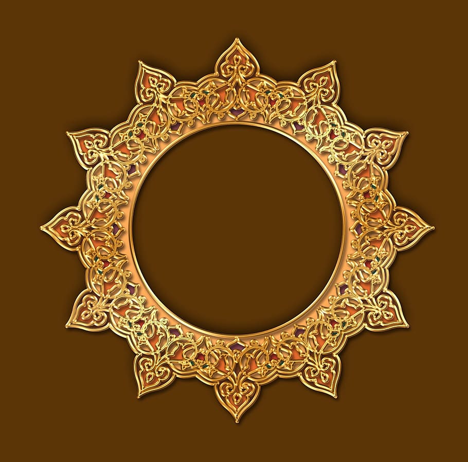 star, frame, framing, golden, rounded, ornamental, pattern HD wallpaper