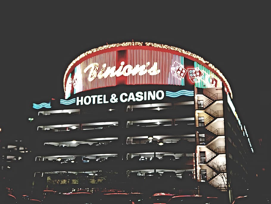 Binion's Hotel & Casino Building, bright, christmas, dark, design HD wallpaper