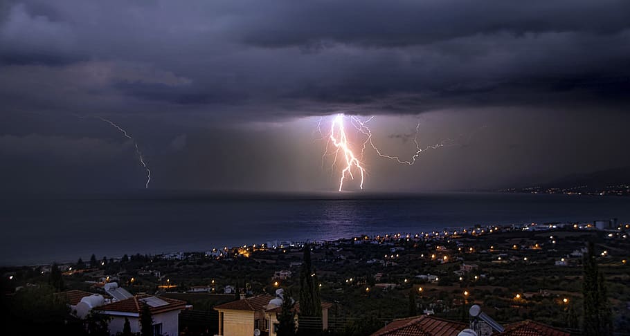 flash, thunder, thunderstorm, forward, sky, nature, night, dramatic HD wallpaper