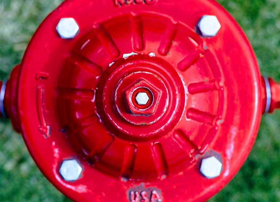 top-view of red fire hydrant, geometric shape, close-up, circle, HD wallpaper