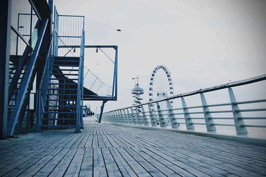 Brown Boat Deck, architecture, beach, big wheel, bridge, building HD wallpaper