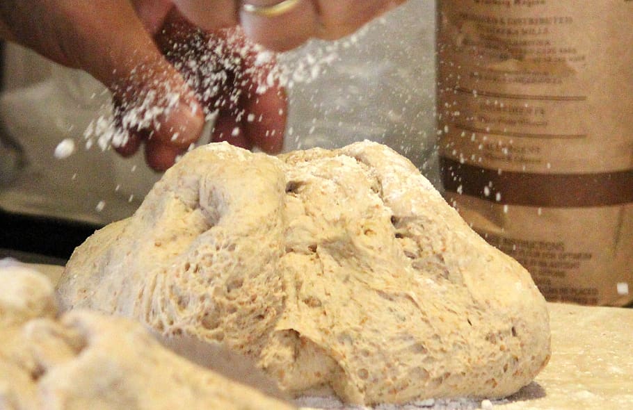 bread, dough, flour, dusts, bake, ingredients, knead, craft, HD wallpaper