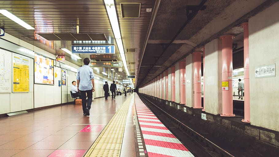japan, tokyo, subway, train, night, train station, rail transportation, HD wallpaper