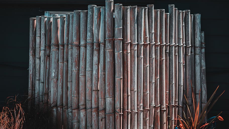 bamboo, rope, wall, no people, metal, large group of objects HD wallpaper