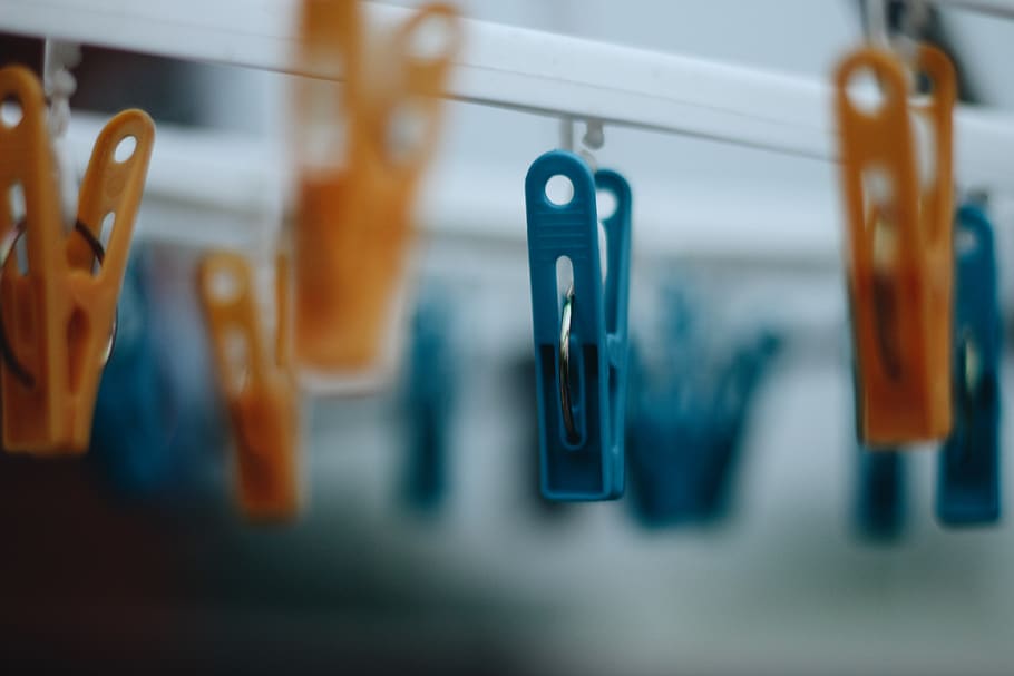 orange and blue plastic clothes clips, rack, india, new delhi HD wallpaper