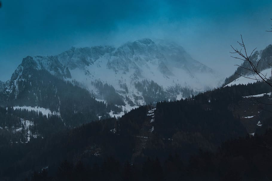 nature, outdoors, mountain, mountain range, peak, ice, tree HD wallpaper