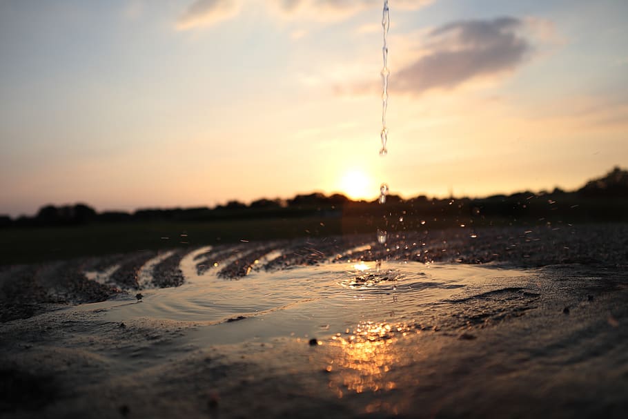 sunset, water, sky, landscape, nature, summer, evening sky HD wallpaper