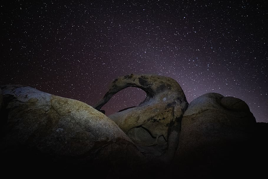 Delicate Arches during nighttime, sky, star - space, no people HD wallpaper