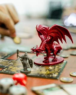 red dragon action figure on table, human, person, dice, game HD wallpaper