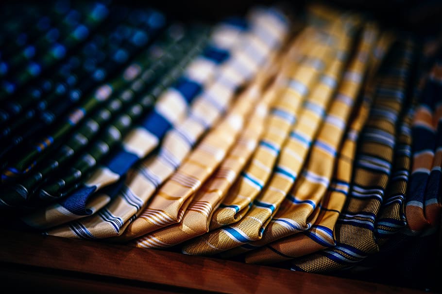 Luxurious Ties, indoors, close-up, large group of objects, selective focus HD wallpaper