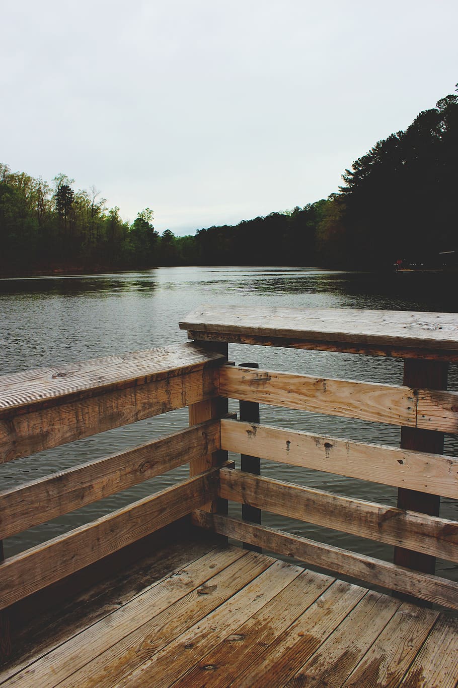 lake, forest, dock, trees, nature, wood, water, wood - material HD wallpaper