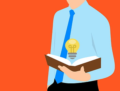 Light bulb with new ideas emerging from open textbook. Innovation illustration. HD wallpaper