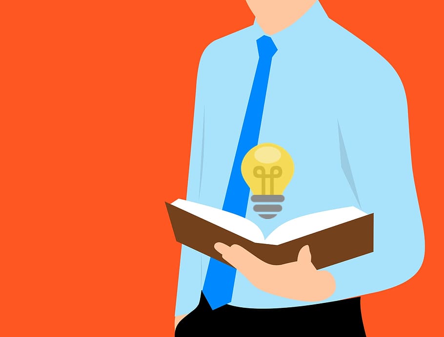 Light bulb with new ideas emerging from open textbook. Innovation illustration. HD wallpaper