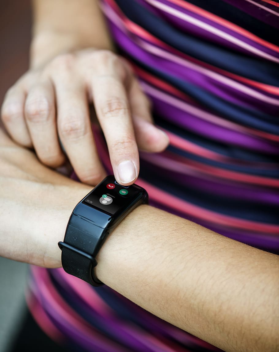 Person in Black Smartwatch, active, adult, application, arms HD wallpaper