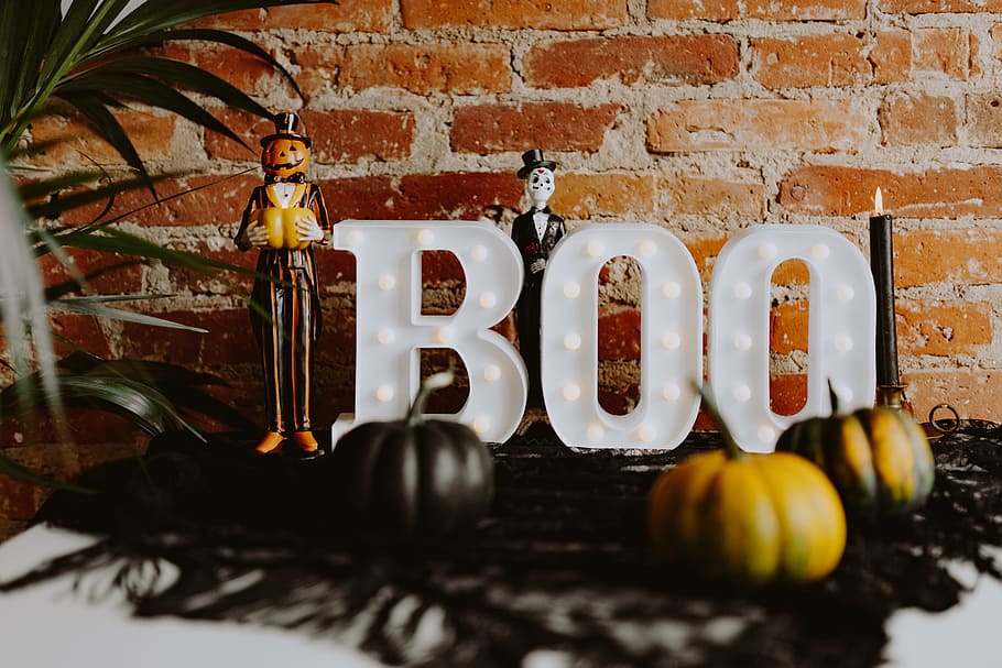 Halloween decorations with Boo Letters, pumpkin, celebration, HD wallpaper