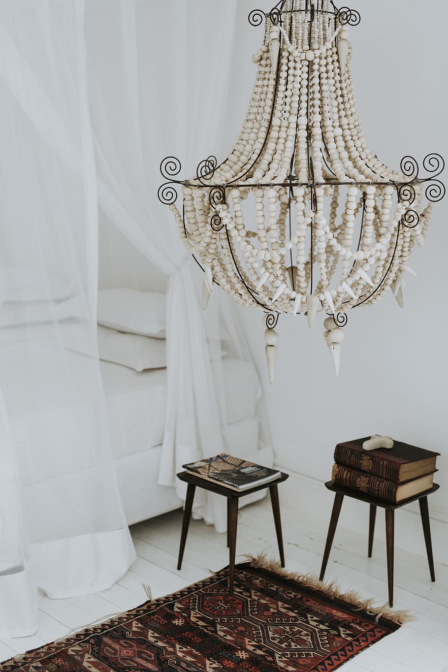 white beaded hanging decor, indoors, no people, white color, seat HD wallpaper