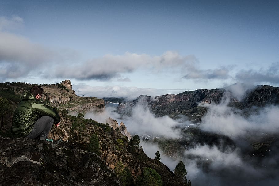 spain, gran canaria, selfie, mountains, nature, relax, above the clouds, HD wallpaper