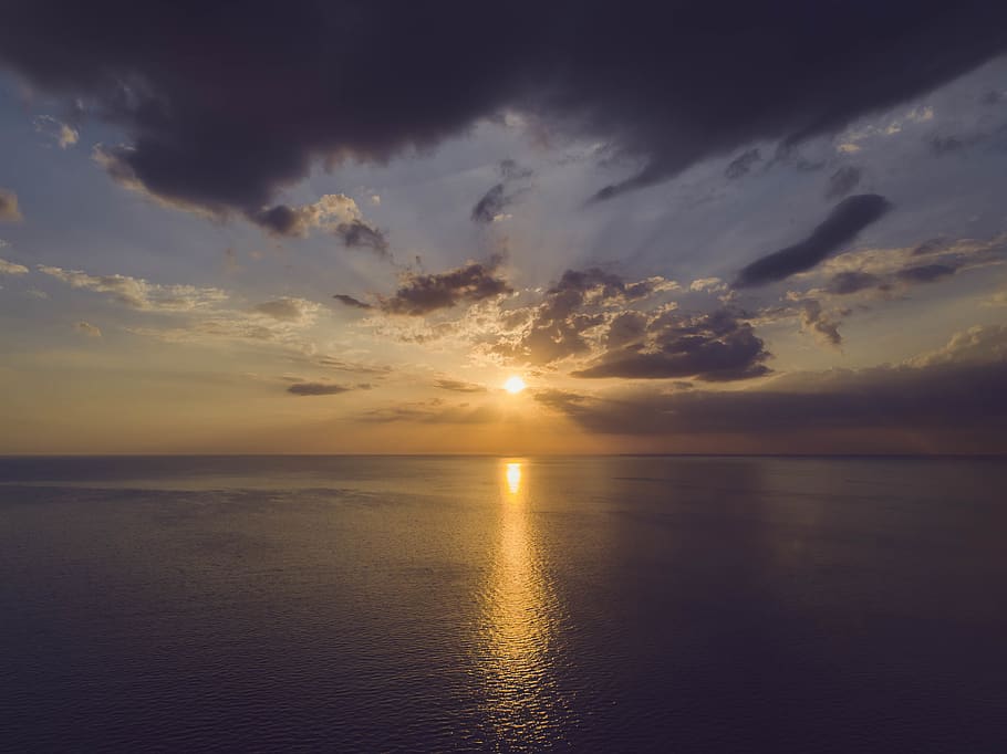 Scenic View of Ocean During Sunset, beach, clouds, dawn, environment HD wallpaper