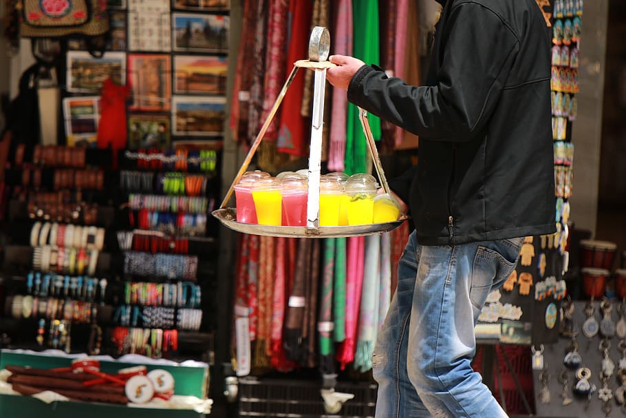 drink, soft, man, carry, bazaar, jerusalem, one person, standing HD wallpaper