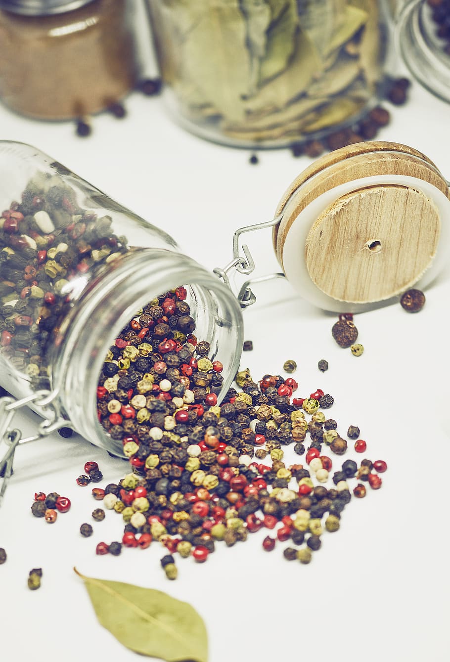 pepper, beans, spice, jar, ingredient, colors, food, glass HD wallpaper